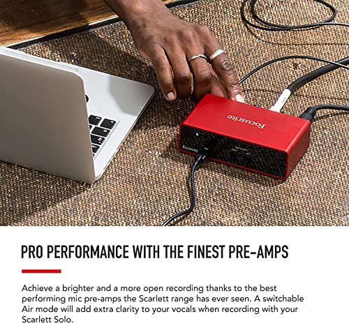 Focusrite Scarlett Solo Studio 3rd Gen, Interfaz de Audio, Micrófono de Condensador y Auriculares, USB