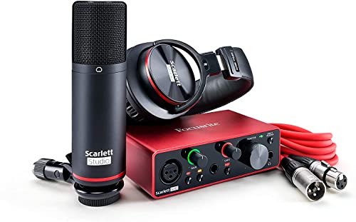 Focusrite Scarlett Solo Studio 3rd Gen, Interfaz de Audio, Micrófono de Condensador y Auriculares, USB