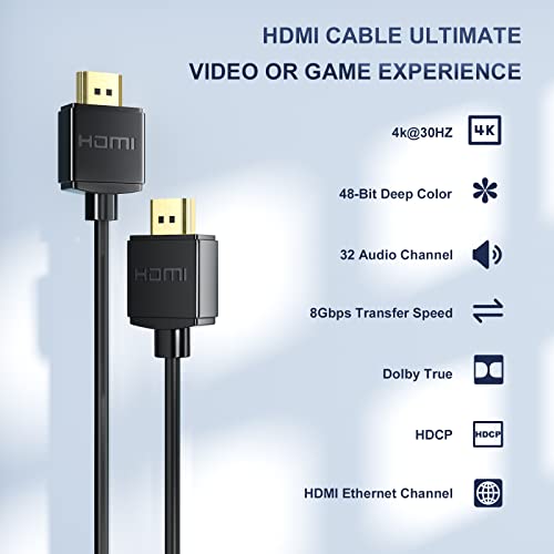 FOINNEX Cable HDMI 4K 2m, Cable HDMI Compatible con Nintendo Switch, PS3, PS4, PS4 Pro, Xbox One.a HDTV, Monitor, Slim HDMI 1.4 4K, Soporte de Alta Velocidad Ultra HD, 1080P, 3D, Ethernet, ARC, HDR