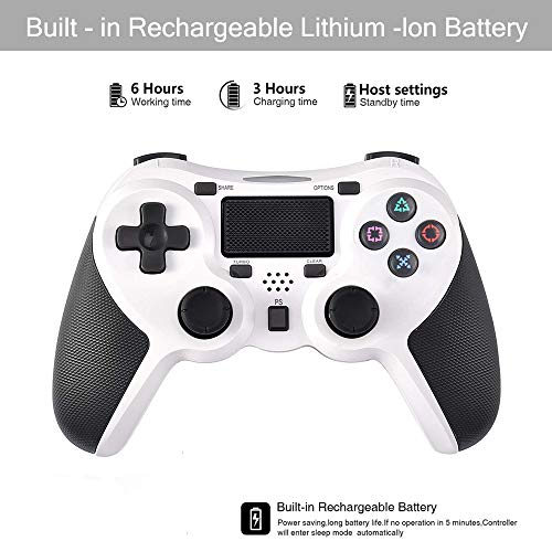 FONCBIEN Controlador Inalámbrico Playstation4, Controlador Inalámbrico Gamepads Manija del Juego Joypad con Los Botones De Activación Playstation 4 y Windows (White)