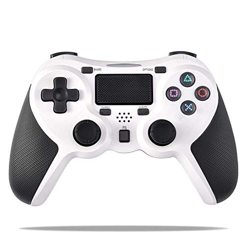 FONCBIEN Controlador Inalámbrico Playstation4, Controlador Inalámbrico Gamepads Manija del Juego Joypad con Los Botones De Activación Playstation 4 y Windows (White)