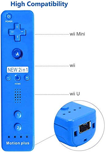 FONCBIEN Mandos a Distancia para Wii , Mando a Distancia De Repuesto con Funda De Silicona y Correa para La Muñeca para Nintendo Wii y Wii U (Azul Marino)