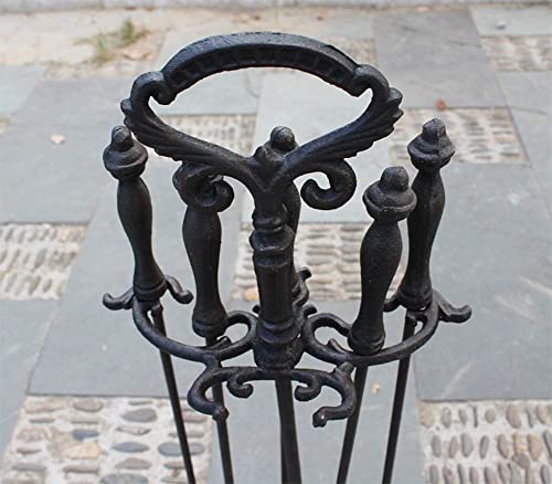 Forged Iron Fireplace Tools 5 Piece Wrought Iron Fireplace Tool Set for Brick Fireplace Fireplace Tools Set with Loop Tops