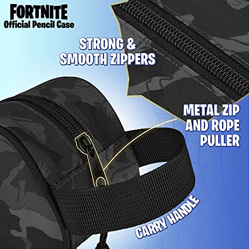 Fortnite Estuche Escolar, Estuches Escolares 20 cm, Material Escolar, Estuche Escolar Niño, Regalos Para Gamers (Camo Negro)