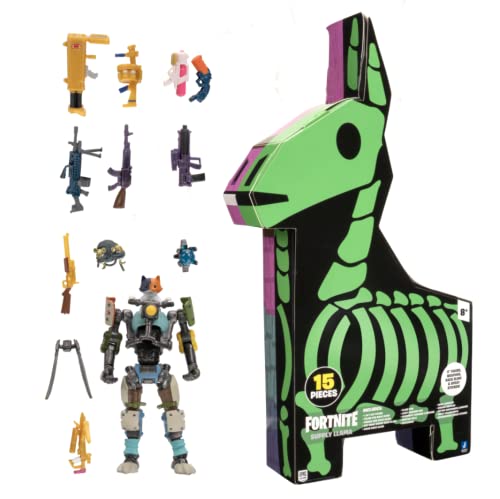 Fortnite- Llama de Suministro, Incluye una Figura de Kit Altamente Detallada y articulada de 4 Pulgadas, 9 Armas, 4 Back Bling. Más Trajes Que se Caen Pronto, Multicolor (Jazwares FNT0796)