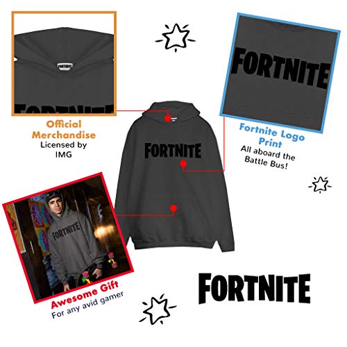 Fortnite Logotipo del Texto Hombres Sudadera con Capucha suéter Carbón 5XL | Interruptor Xbox PS4 PS5 para Hombre Camisa con Capucha, Idea Gamer Regalo de cumpleaños para los individuos