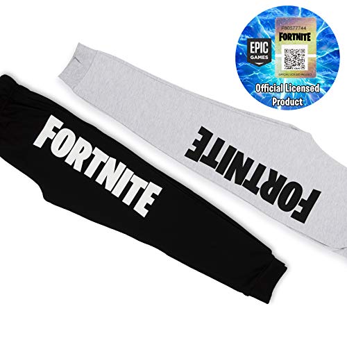Fortnite Pantalon Chandal Niño, Pantalones de Deporte Niño Algodon 100%, Merchandising Oficial Regalos para Niños y Adolescentes 7-14 Años (Gris, 9/10 años)