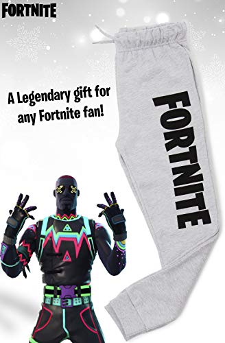 Fortnite Pantalon Chandal Niño, Pantalones de Deporte Niño Algodon 100%, Merchandising Oficial Regalos para Niños y Adolescentes 7-14 Años (Gris, 9/10 años)