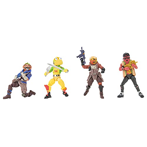 Fortnite Squad Mode Tomatotown Legends-Paquete de 4 Figuras de la Serie 6, Incluyendo Armas, Herramientas de Cosecha, Materiales de construcción, Soportes y Mucho más, Multicolor (Jazwares FNT0813)