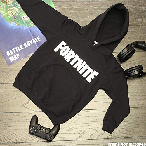 Fortnite Sudadera Niño, Ropa para Niño De Videojuego, Sudadera con Capucha para Niños, Gamer Regalos 7-15 Años (Negro, 11-12 años)