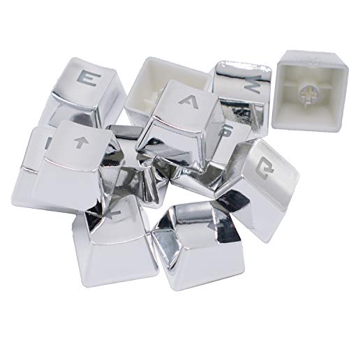 FPS and MOBA Gaming Keycaps Set para teclados mecánicos it de actualización de teclas de juego FPS y MOBAQWER/ASDF/WASD/Teclas (Plata)