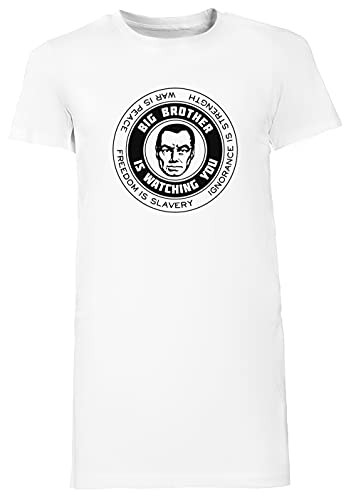 Freedom is Slavery - Ignorance is Strength - War is Peace - George Orwell, 1984 - Orwell Largo Camiseta Vestir Mujer Blanco Women's Long tee Dress White