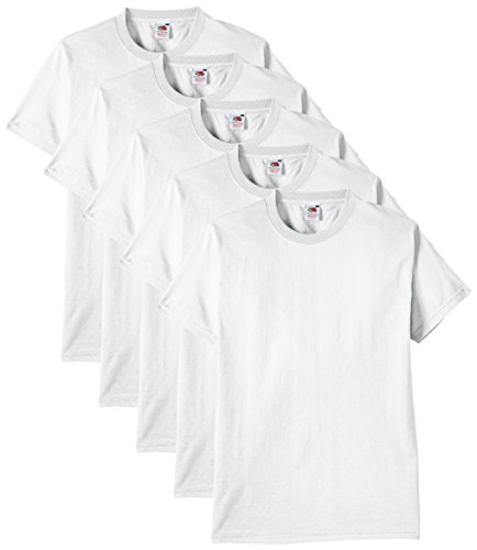 Fruit of the Loom Heavy Cotton tee Shirt 5 Pack Camiseta, Blanco, XXX-Large (Pack de 5) para Hombre