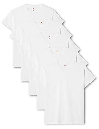 Fruit of the Loom Mens Original 5 Pack T-Shirt Camiseta, Blanco (White), Large (Pack de 5) para Hombre