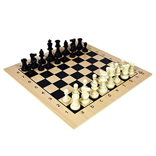 FTFTO Chess Set Travel Tabletop Game with 5mm Ultra-Thin Wooden Chess Board Parent-Child Chess Teaching 43x43cm
