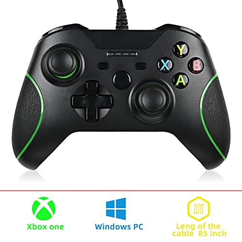 FTFVaska Mando Xbox One con Cable, Gamepad con Cable USB, con Función de Vibración Dual, Diseño Ergonómico, Compatible con Xbox One/X/S/Elite y Windows7/8/10(Blanco)