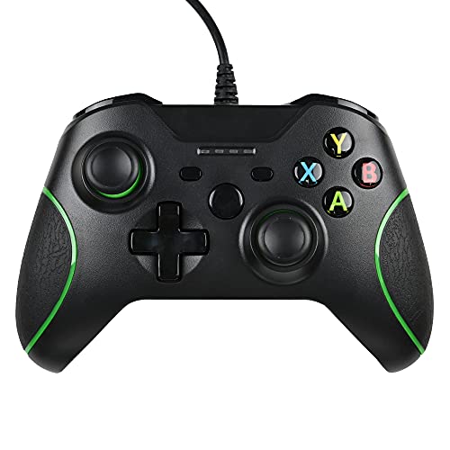 FTFVaska Mando Xbox One con Cable, Gamepad con Cable USB, con Función de Vibración Dual, Diseño Ergonómico, Compatible con Xbox One/X/S/Elite y Windows7/8/10(Blanco)