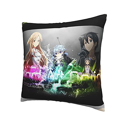 Funda de almohada de Kirito Yuna del mundo real SAO Merchandise Anime Manga Espada Arte Online Throw Fundas de almohada para decorar sala de estar sofá dormitorio regalo