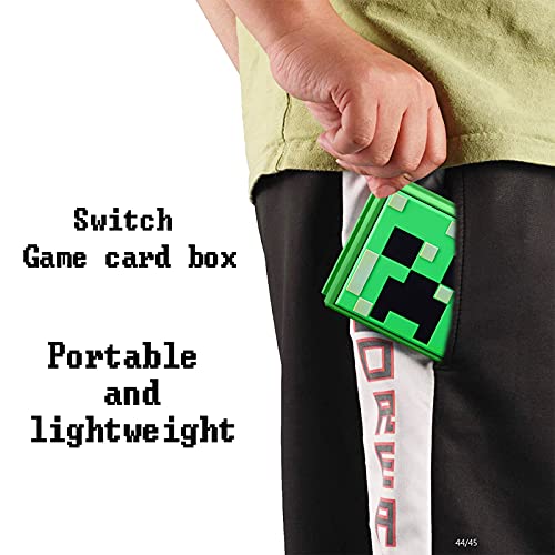 Funda de Juego-Compatible para Nintendo Switch Compatible con 12 Ranuras para Almacenamiento de Tarjetas de Juego y 12 Ranuras para Tarjetas SD, Estuche para Switch Lite NS NX (Minecraft/Green)