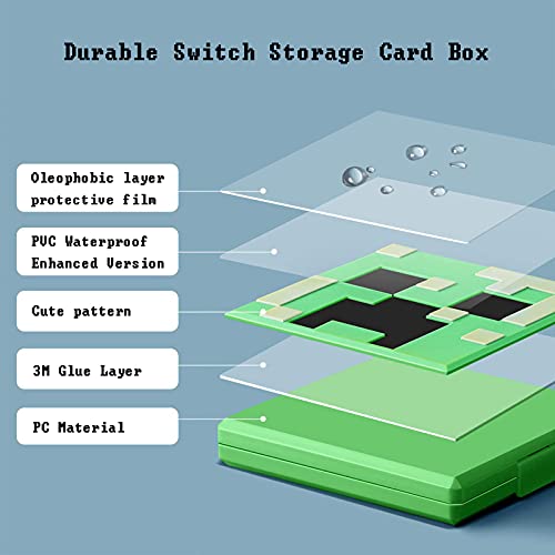 Funda de Juego-Compatible para Nintendo Switch Compatible con 12 Ranuras para Almacenamiento de Tarjetas de Juego y 12 Ranuras para Tarjetas SD, Estuche para Switch Lite NS NX (Minecraft/Green)