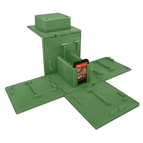 Funda de Juego - Compatible para Nintendo Switch Compatible con hasta 24 Juegos de Nintendo Switch Organizador de Tarjeta de Juego Contenedor de Viaje (Hojas Verdes)