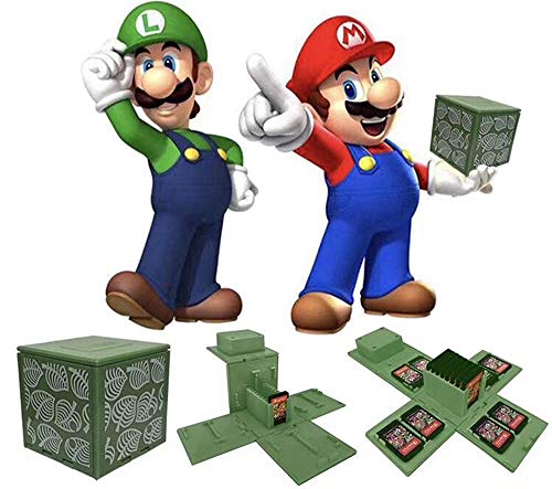Funda de Juego - Compatible para Nintendo Switch Compatible con hasta 24 Juegos de Nintendo Switch Organizador de Tarjeta de Juego Contenedor de Viaje (Hojas Verdes)