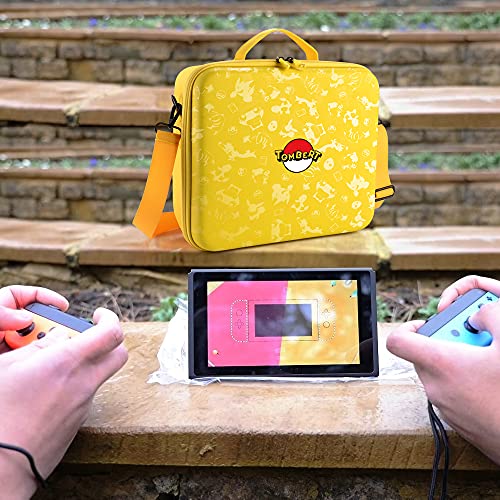 Funda de Transporte para Switch & Switch OLED, Pokémon Diseño, Case Rígida de Protector Estuche de Almacenamiento para Switch Console y Accesorios (Amarillo)