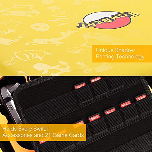 Funda de Transporte para Switch & Switch OLED, Pokémon Diseño, Case Rígida de Protector Estuche de Almacenamiento para Switch Console y Accesorios (Amarillo)