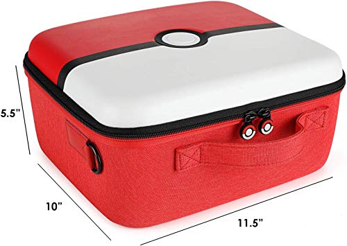 Funda de Transporte para Switch & Switch OLED, Pokémon Pokeball Diseño, Case Rígida de Protector Estuche de Almacenamiento para Switch Console y Accesorios (Rojo & Blanco)