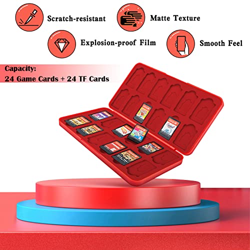Funda para Almacenamiento de 24 Juegos para Nintendo Switch y 24 TF Card, Estuche para Tarjetas de Memoria, Nueva Estuche Cartuchos para Nintendo Switch con Patrón Dinámico 3D (Mario)