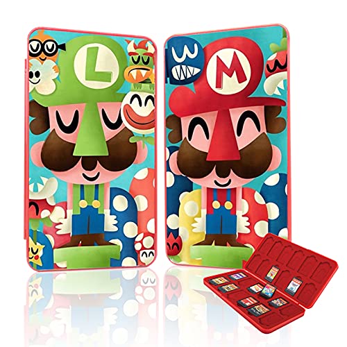 Funda para Almacenamiento de 24 Juegos para Nintendo Switch y 24 TF Card, Estuche para Tarjetas de Memoria, Nueva Estuche Cartuchos para Nintendo Switch con Patrón Dinámico 3D (Mario)