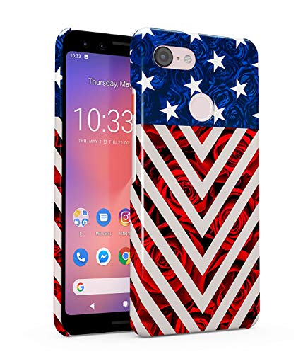 Funda Protectora de Plástico Duro para Google Pixel 3 Bandera Estadounidense American Flag Pattern New York America USA Dream Country Trippy Manhattan NYC Explore Funda Delgada y Ligera