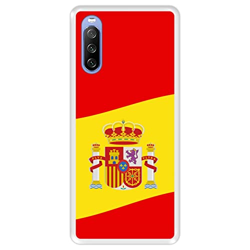Funda Transparente para Sony Xperia 10 III - 10 III Lite, Ilustración 2, Bandera de España, Carcasa Silicona Flexible TPU