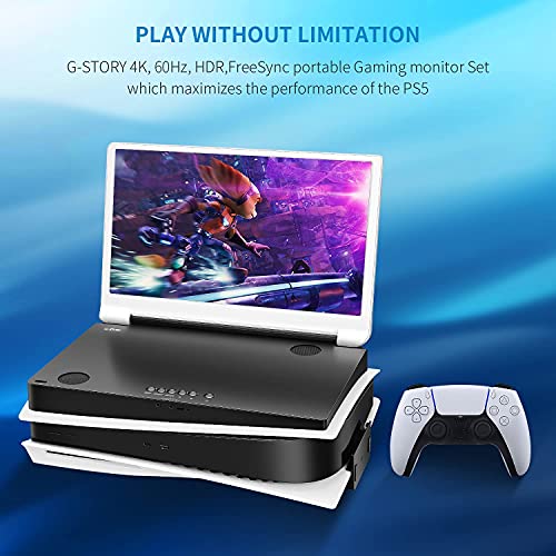 G-STORY 15,6” PS5 Monitor, UHD 4K Portable Monitor PS5, IPS Gaming Monitor for PS5 Dual Speakers, HDMI, HDR, FreeSync, Game Mode, PS5 Monitor