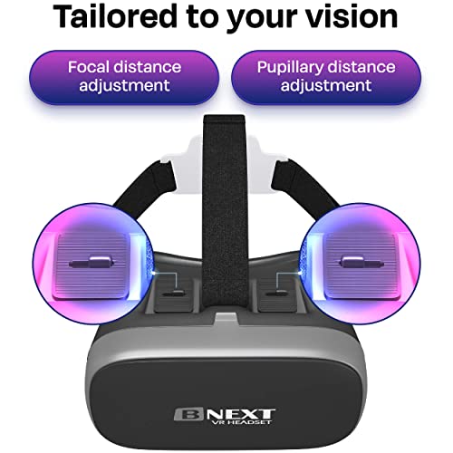 Gafas De Realidad Virtual Compatibles con iPhone Y Android – Gafas De Realidad Virtual Niños Y Adultos Universales – Juegos Smartphone 360 Y Películas 3D - Nuevas Y Cómodas Gafas VR Móvil | Plateado