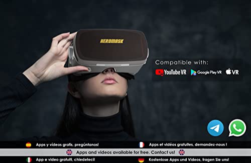 Gafas Realidad Virtual Profesionales + Guía de juegos realidad virtual gratuitos. Botón mecánico gaming incorporado y acabados en tela. Compatible con Android y IPhone -Gafas Vr para movil gafas 3d.