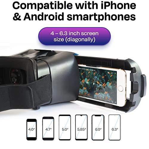 Gafas VR Compatible con iPhone y Android, Gafas Realidad Virtual para Movil - Disfruta de los Mejores Juegos y Videos RV, 360 y 3D, de Máxima Calidad y con la Mayor Comodidad (Blue)