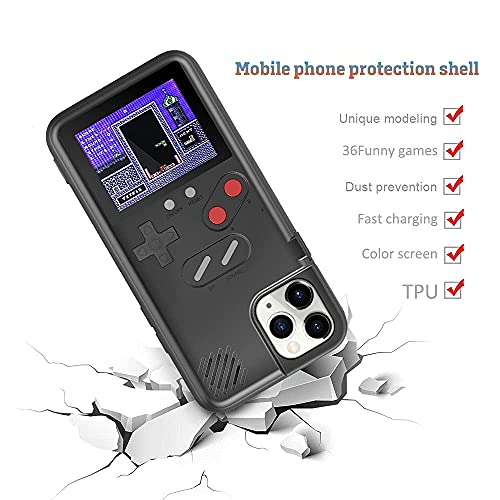 Gameboy Funda para iPhone, Lifattitude Retro 3D Phone Case Consola de juegos con 36 juegos clásicos, pantalla a color, a prueba de golpes, videojuego para iPhone (rosa, para iPhone 12 Pro Max)