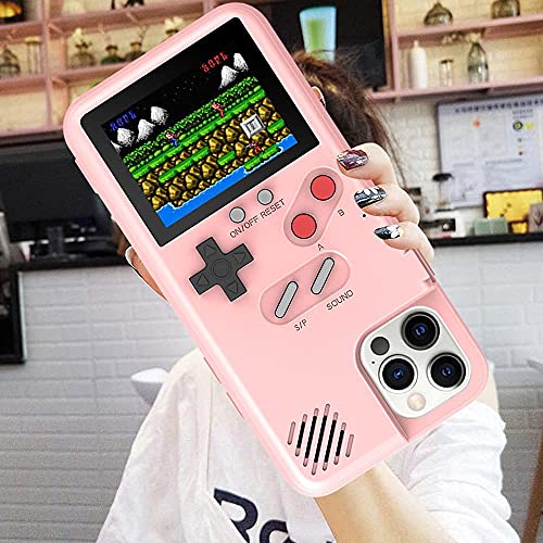Gameboy Funda para iPhone, Lifattitude Retro 3D Phone Case Consola de juegos con 36 juegos clásicos, pantalla a color, a prueba de golpes, videojuego para iPhone (rosa, para iPhone 12 Pro Max)