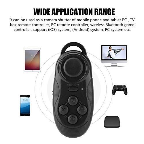 Gamepad inalámbrico Controlador Remoto Bluetooth Autocámara Cámara Obturador Ratón inalámbrico Gamepad Gafas 3D VR Control Remoto para iPhone Android PC TV Box (Negro)