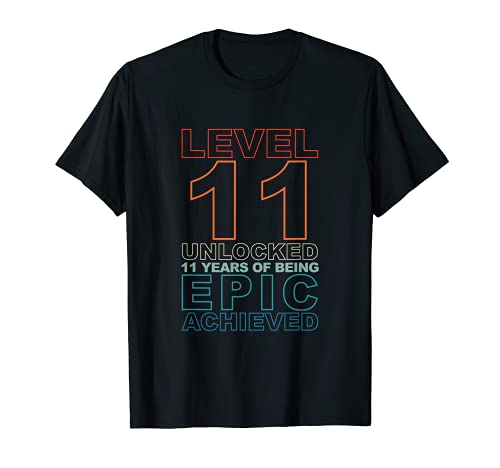 Gamer 11th Birthday Videojuegos Nivel desbloqueado Regalo épico Camiseta