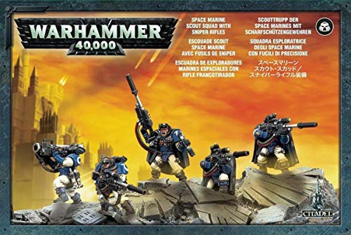 Games Workshop Warhammer 40k Model Miniatures - Space Marine Scout Squad w/ Sniper Rifles