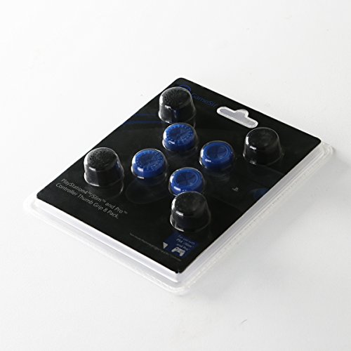 GameSir PS4 Controller Thumb Grips, Cubierta de Joystick Analógico para PS4 / Slim/Pro Controlador, Mejores Tapas para Gamepad Sticks - Azul & Negro (4 Pares en Total)