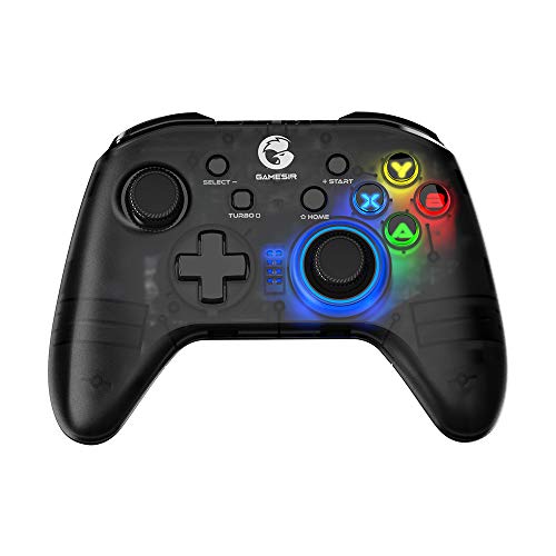 GameSir T4 pro Controlador inalámbrico de juegos Bluetooth para Windows 7 8 10 PC / iOS / teléfono Android / Nintendo Switch, joystick móvil recargable Gamepad para juegos MFi, retroiluminación LED