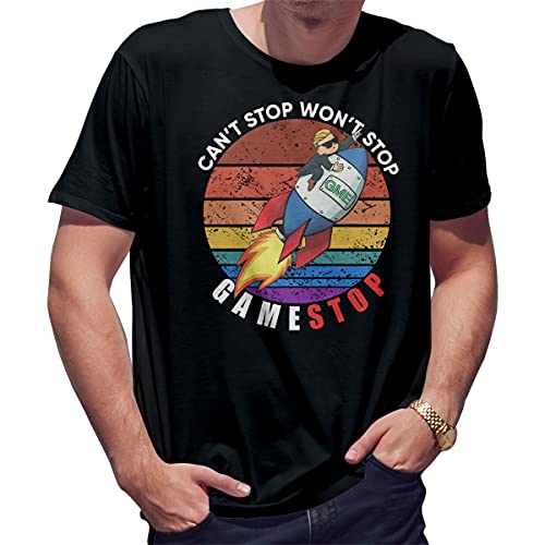 GameStop To The Moon Game Stonk Camiseta de Hombre Negra Size M