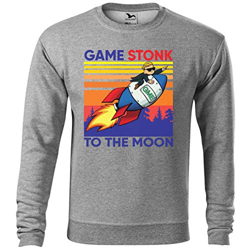 GameStop To The Moon Game Vintage Sudadera Gris Unisex Size 3XL