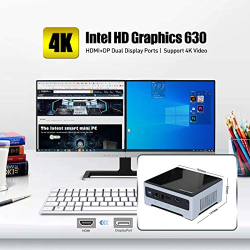 Gaming Mini PC, 32GB DDR4 512GB SSD, Windows 10 Pro 64 bit, Core i7-7820HQ, 4K@60Hz HD Graphics 630 Desktop Computer,M2 WiFi/BT 4.2