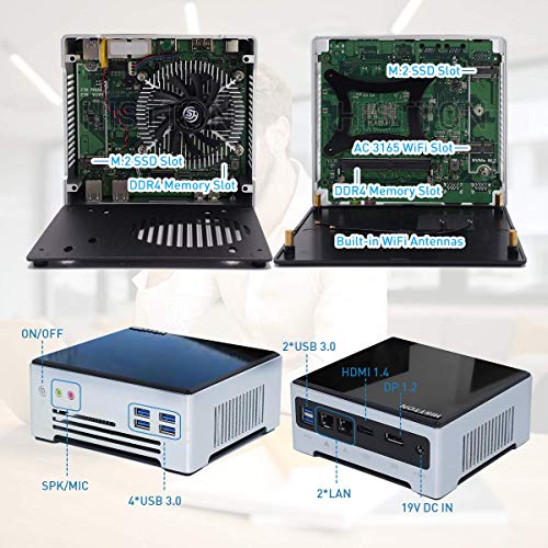 Gaming Mini PC, 32GB DDR4 512GB SSD, Windows 10 Pro 64 bit, Core i7-7820HQ, 4K@60Hz HD Graphics 630 Desktop Computer,M2 WiFi/BT 4.2