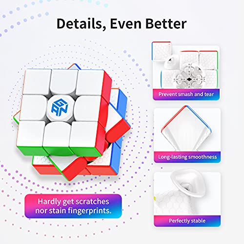 GAN11 Air, 3x3 Speed Cube Gans Puzzle Magic Cube Toy No Magnets Stickerless Cube Frosted Surface(Primary Internal)