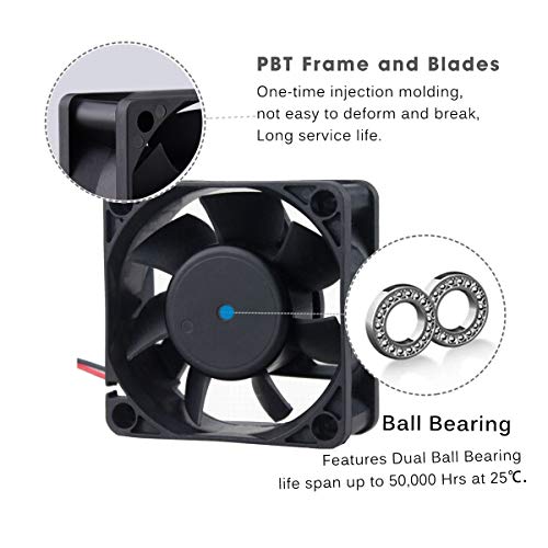 GDSTIME Ventilador de refrigeración de 60 mm DC 12 V carcasa enfriador de ventilador de doble rodamiento de bolas, carcasa de PC sin escobillas para PC 60 x 25 mm